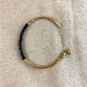 Gorjana Power Gemstone Cuff Bracelet Gold and Pyrite OS